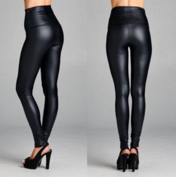 NEW HIGH WAISTED VEGAN  LEGGINGS!  S M L ! - Picture 3 of 4